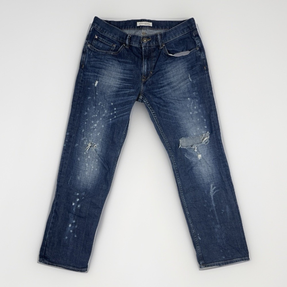 Banana Republic Boyfriend Jeans Women's 29 Blue Heavily Distressed Destroyed